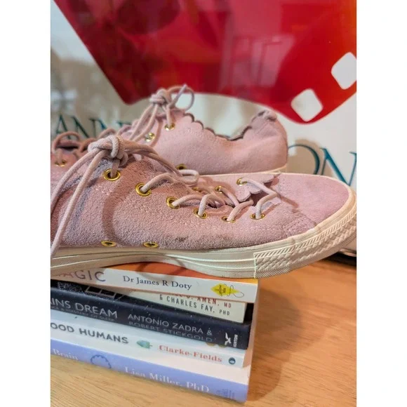 Converse CT All Star Frilly Thrills Low Pink Foam Suede Sneakers Size 10 - Picture 4 of 10